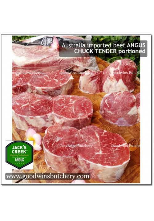 Beef CHUCK TENDER Australia BLACK ANGUS STEER (young cattle) Jack's Creek frozen PORTIONED CUTS +/- 1.5kg 4pcs (price/kg)
